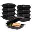MULMEHË MFPP Plastic Hinged Take Out Containers, 9x9x3", Vented 1-Compartment, Black, 100 Pack